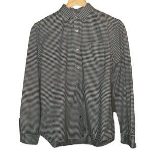 Gap Men's Shirt Size L Gray & Black Checked Long Sleeves Buttoned Down Collar